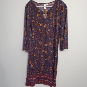 Tacera Woman's Multicolor Boho Floral Print Dress With Flaws Sz Xl